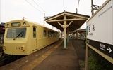 日永駅での分岐を広角レンズで捉えました。奥には内部方面の列車も見えます。